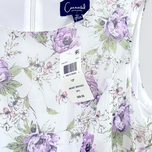 Connected Apparel Womens Ivory Chiffon 1PC Bolero Sheath Dress Petites NWT - Picture 6 of 8